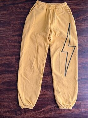 Shadow Hill USA Lightning Bolt Sweatpants Unisex Size S Yellow